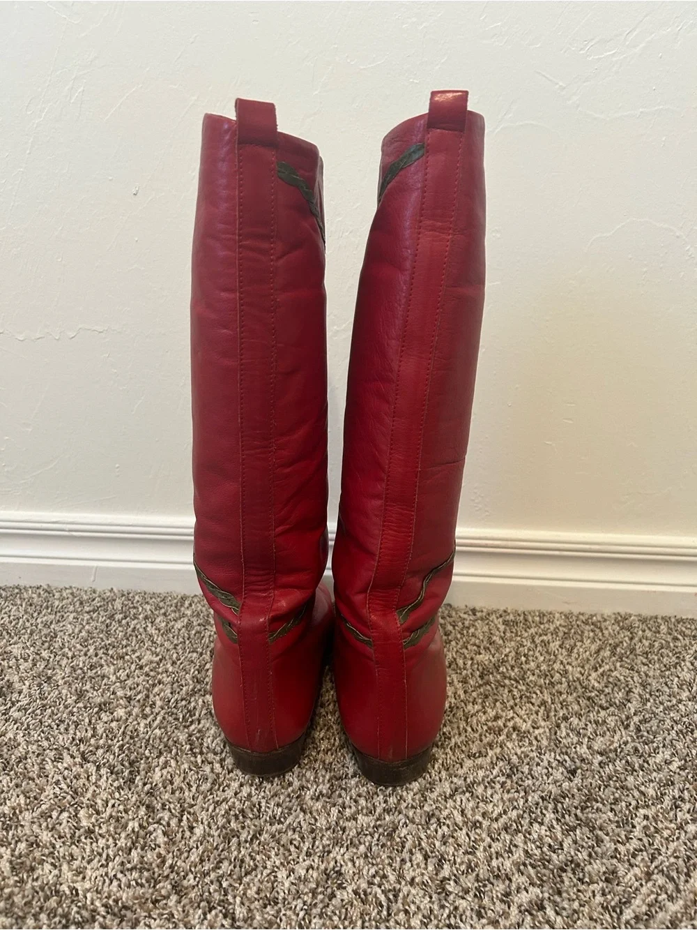 Vintage Hans Behr Red Leather Knee-High Boots | Made in Italy | EU 41